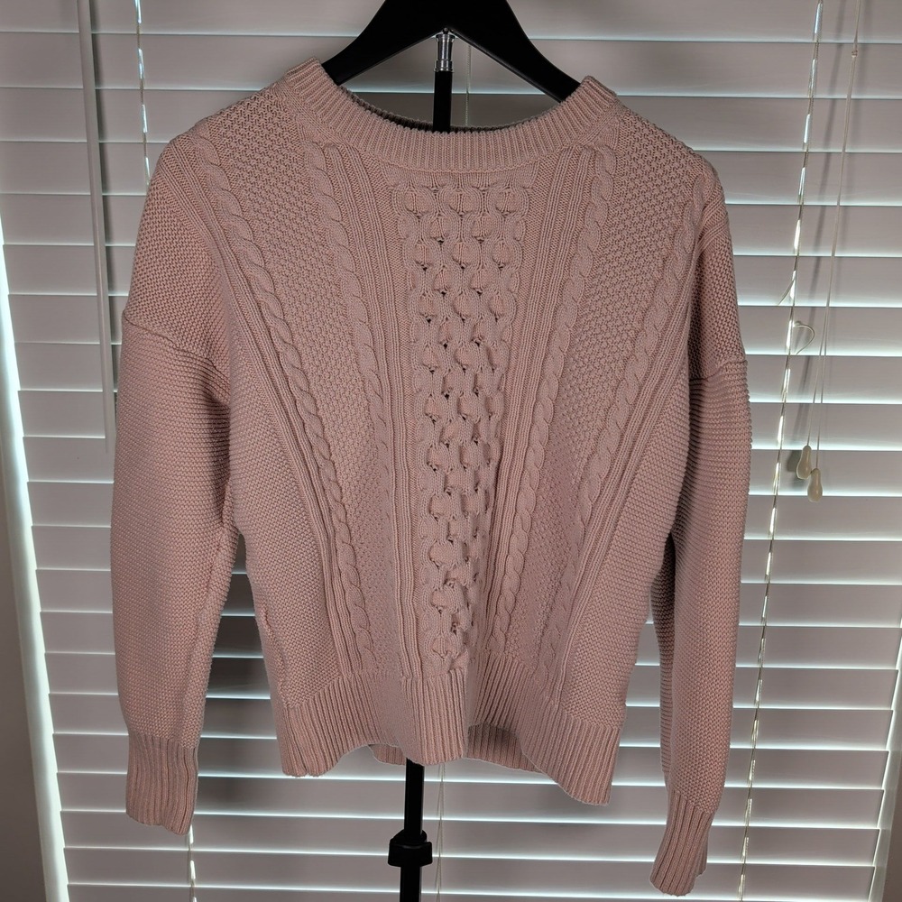 Gap Cable Knit Sweater Women S Pink Crewneck Long Sleeve Pullover Excellent